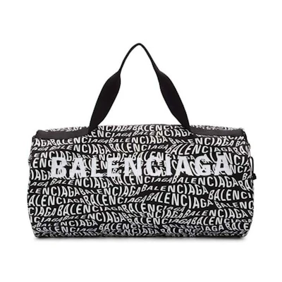 Balenciaga Wave Logo Gym Bag Black/White