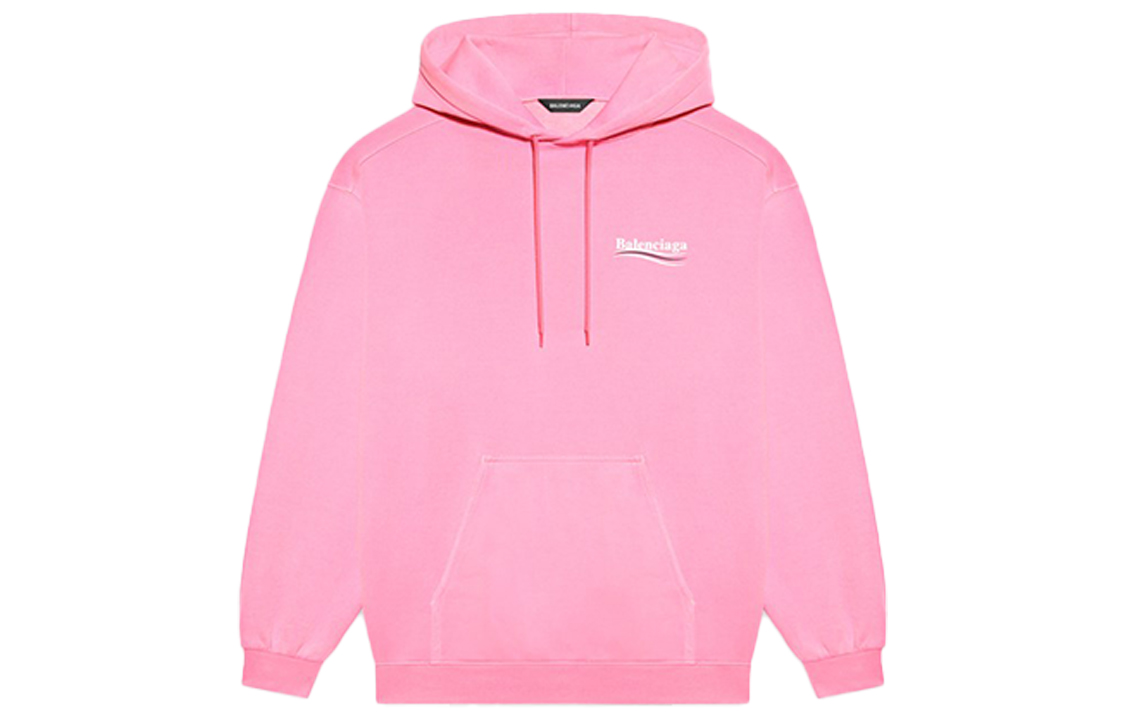 Balenciaga Wave Logo Letter Print Pink Hoodie for Men 600583TJVD45713