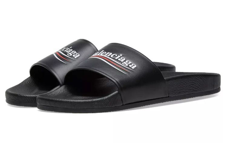 Lookbook Balenciaga Wave Logo Slippers Sandals Black 530562WAM001091