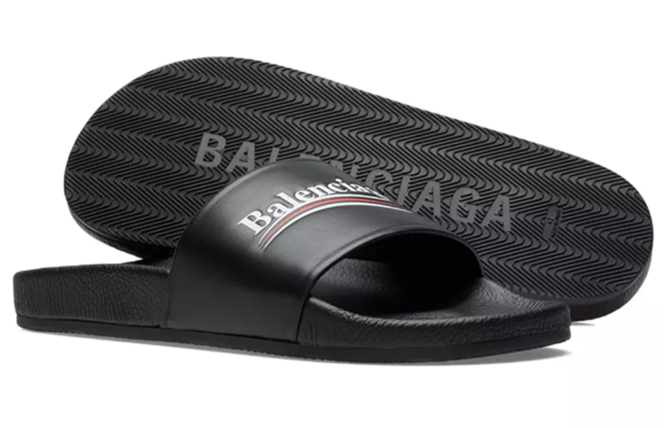 Purchase Balenciaga Wave Logo Slippers Sandals Black 530562WAM001091