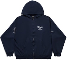 Balenciaga WFP Zip-Up Fleece Hoodie Jacket Unisex Regular Fit Navy Blue. 770939TQVB78502 Balenciaga WFP Zip-Up Fleece Hoodie Jacket Unisex Regular Fit Navy Blue. 770939TQVB78502