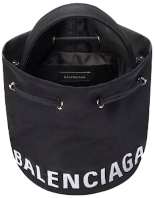 Balenciaga Wheel Drawstring Bucket Bag Extra Small Black Lookbook Balenciaga Wheel Drawstring Bucket Bag Extra Small Black