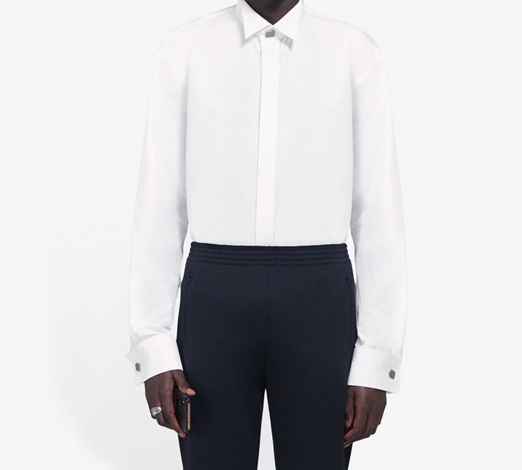 Shop Balenciaga Kemeja Lengan Panjang Putih Tuxedo Katun 622069TYB189000