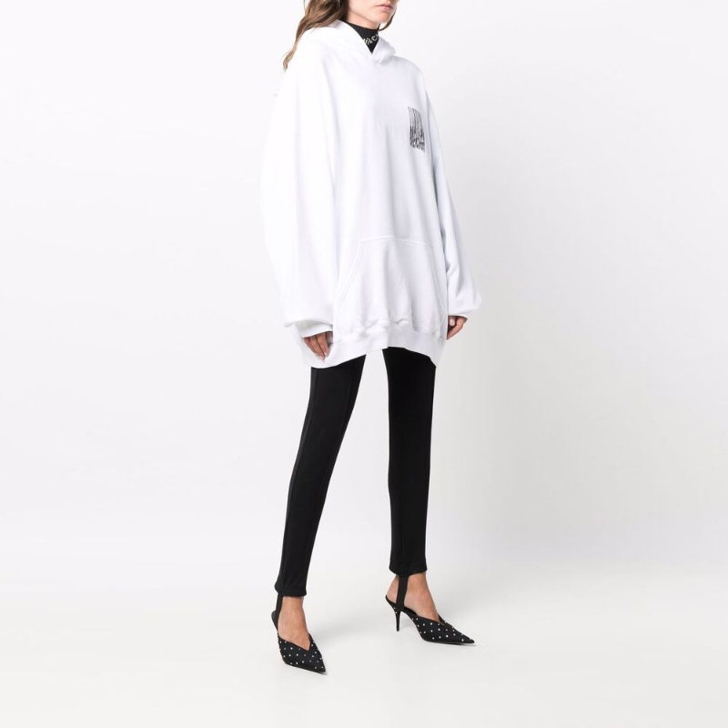 Balenciaga White Fringe Print Hoodie Unisex Couple Style Long Sleeve Pullover. 651799TKVE69040 圖 5