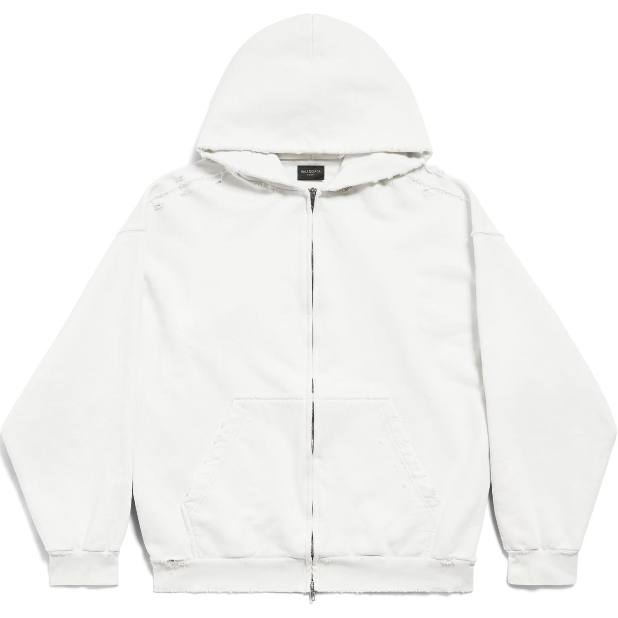 Balenciaga White Hooded Zip-Up Oversized Jacket Unisex Regular Fit 770939TQVW59012