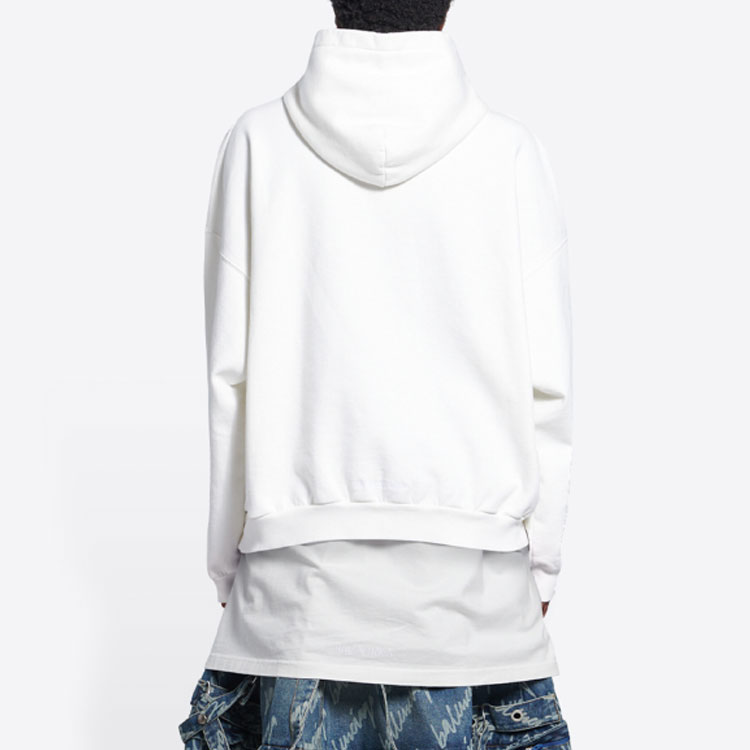 Details for Balenciaga White Hoodie Letter Cartoon Print Oversized Casual Style. 675003TLVG89016