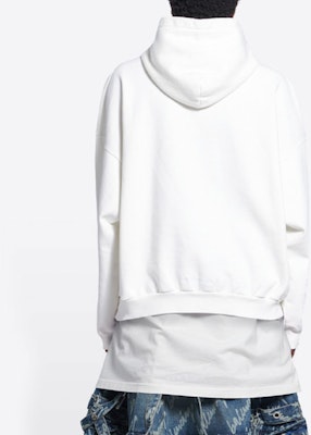Balenciaga White Hoodie Letter Cartoon Print Oversized Casual Style. 675003TLVG89016 Details for Balenciaga White Hoodie Letter Cartoon Print Oversized Casual Style. 675003TLVG89016