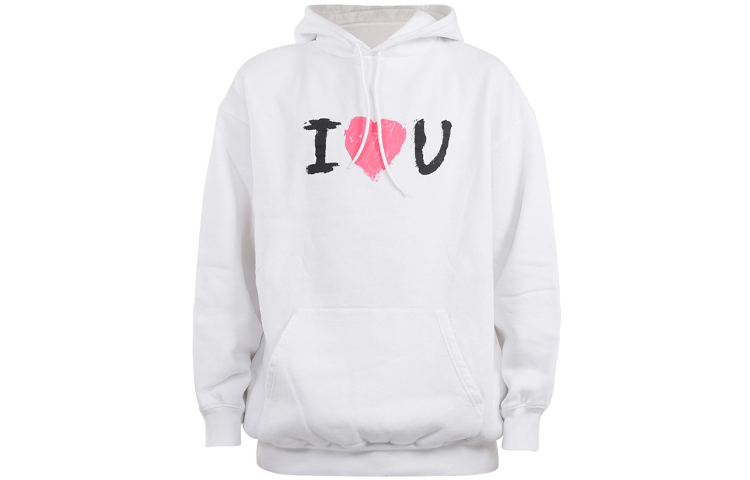 Balenciaga White Letter Heart Print Hoodie Loose Fit Long Sleeve Casual 570811TJVL69040