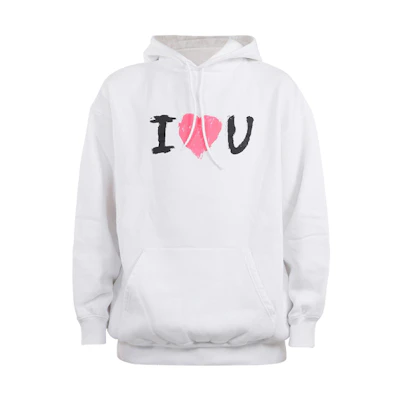 Balenciaga White Letter Heart Print Hoodie Loose Fit Long Sleeve Casual 570811TJVL69040