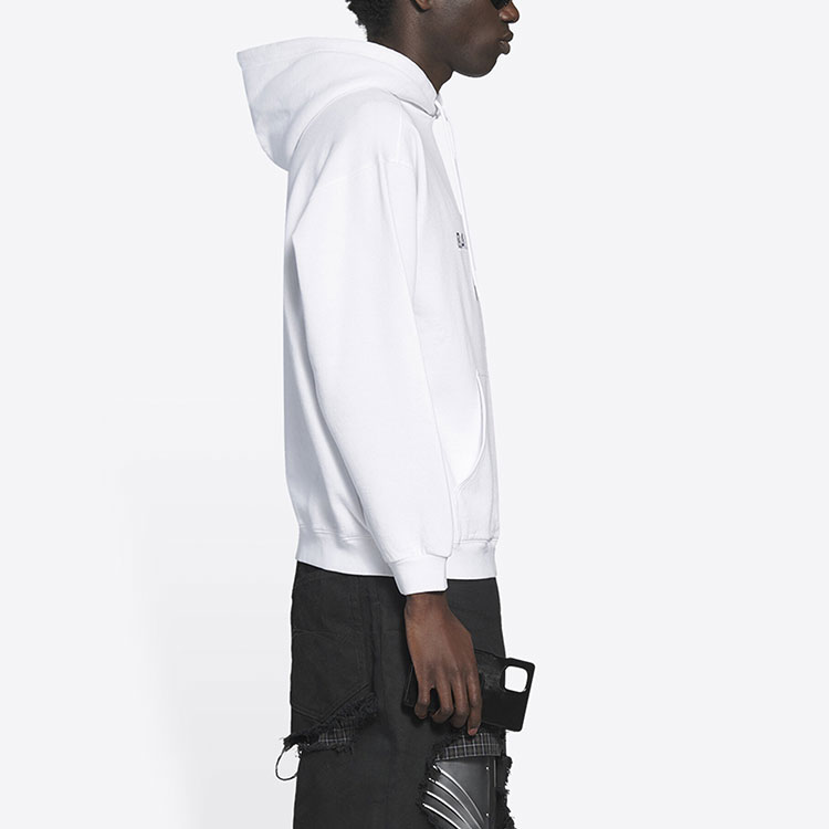 Balenciaga White Letter Print Fleece Drawstring Hoodie Regular Fit. 600583TKVI89040 圖 6