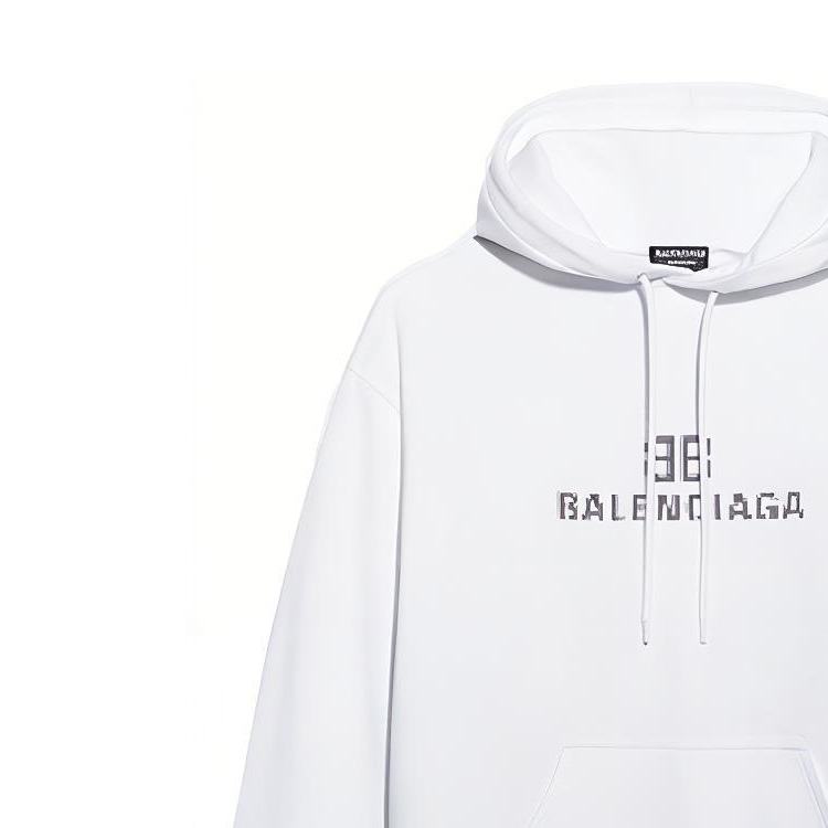 Balenciaga White Letter Print Fleece Drawstring Hoodie Regular Fit. 600583TKVI89040 圖 8