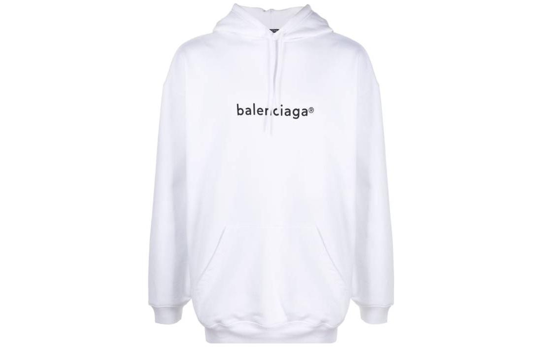 Balenciaga White Letter Print Hoodie Regular Fit Long Sleeve 570811TIV599040