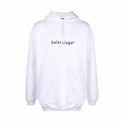 Balenciaga White Letter Print Hoodie Regular Fit Long Sleeve 570811TIV599040