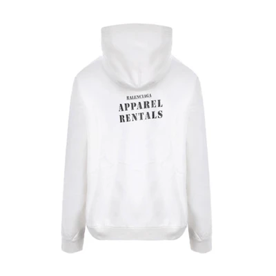 Balenciaga White Letter Printed Pullover Hoodie 674986TLVA73307