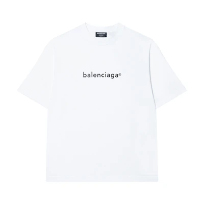 Balenciaga White Logo Print Comfortable Short Sleeve T-Shirt 612966TIV549040