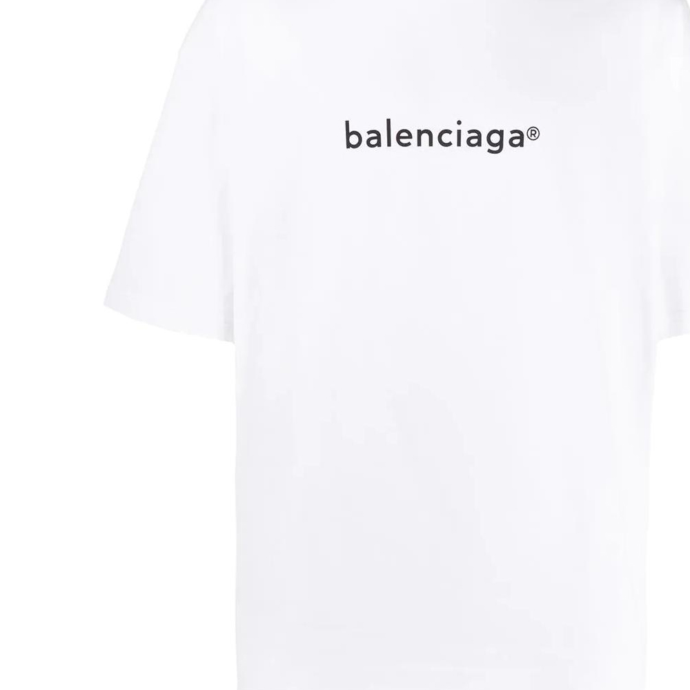Details for Balenciaga White Logo Print Comfortable Short Sleeve T-Shirt 612966TIV549040