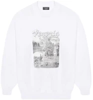 Balenciaga White Logo Print Oversized Crewneck Sweatshirt 652981TKV899094 Balenciaga White Logo Print Oversized Crewneck Sweatshirt 652981TKV899094