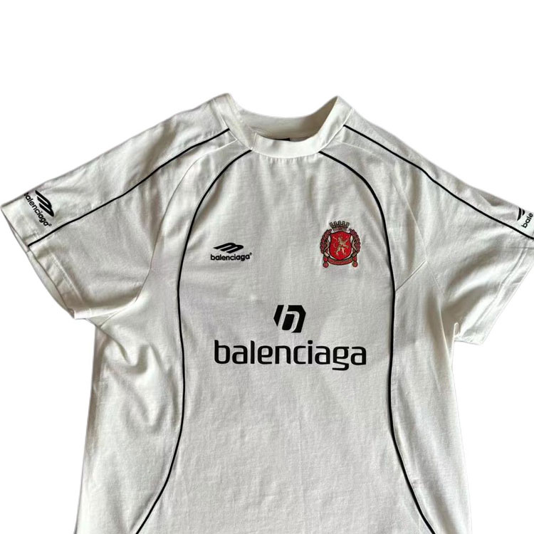 Shop Balenciaga 白色logo印花寬鬆版男女皆宜圓領T恤 777705TPVR59040