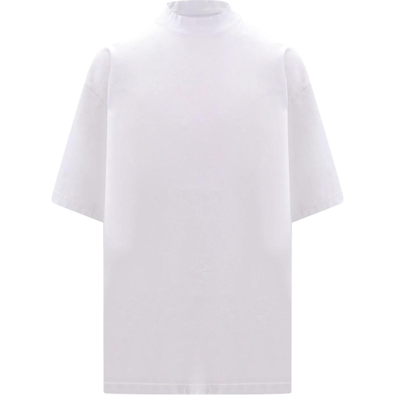 Balenciaga White Round Neck Tee with Rhinestones Unisex Regular Fit. 739784TOVU89012