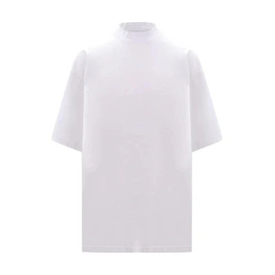 Balenciaga White Round Neck Tee with Rhinestones Unisex Regular Fit. 739784TOVU89012