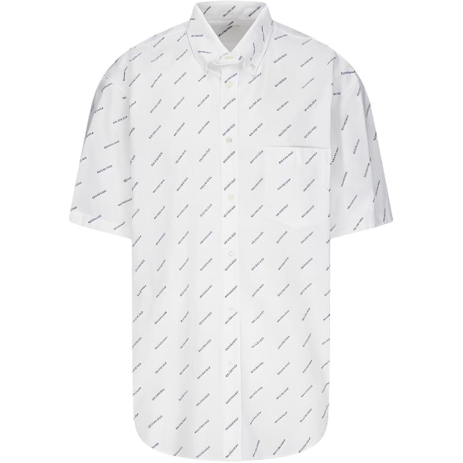 Balenciaga White Short-Sleeve Shirt with Logo Print Regular Fit 534332TBL969040