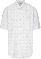 Balenciaga White Short-Sleeve Shirt with Logo Print Regular Fit 534332TBL969040 Balenciaga White Short-Sleeve Shirt with Logo Print Regular Fit 534332TBL969040
