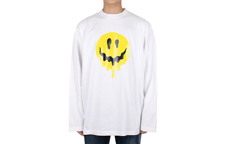 Balenciaga White Smile Skeleton Print Long Sleeve T-Shirt Regular Fit. 651796TKVA18639