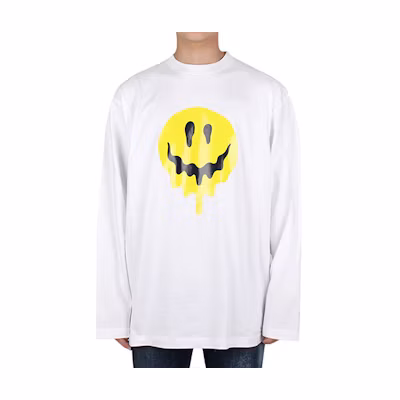 Balenciaga White Smile Skeleton Print Long Sleeve T-Shirt Regular Fit. 651796TKVA18639