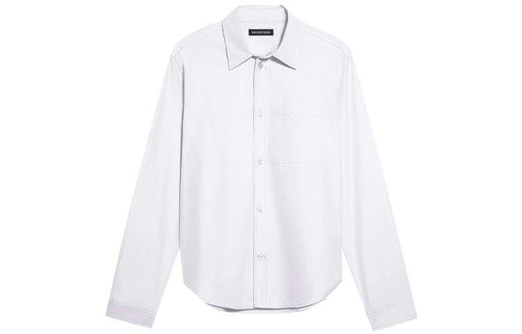 Balenciaga White Solid Color Long Sleeve Casual Shirt Regular Fit. 662981TYB189000