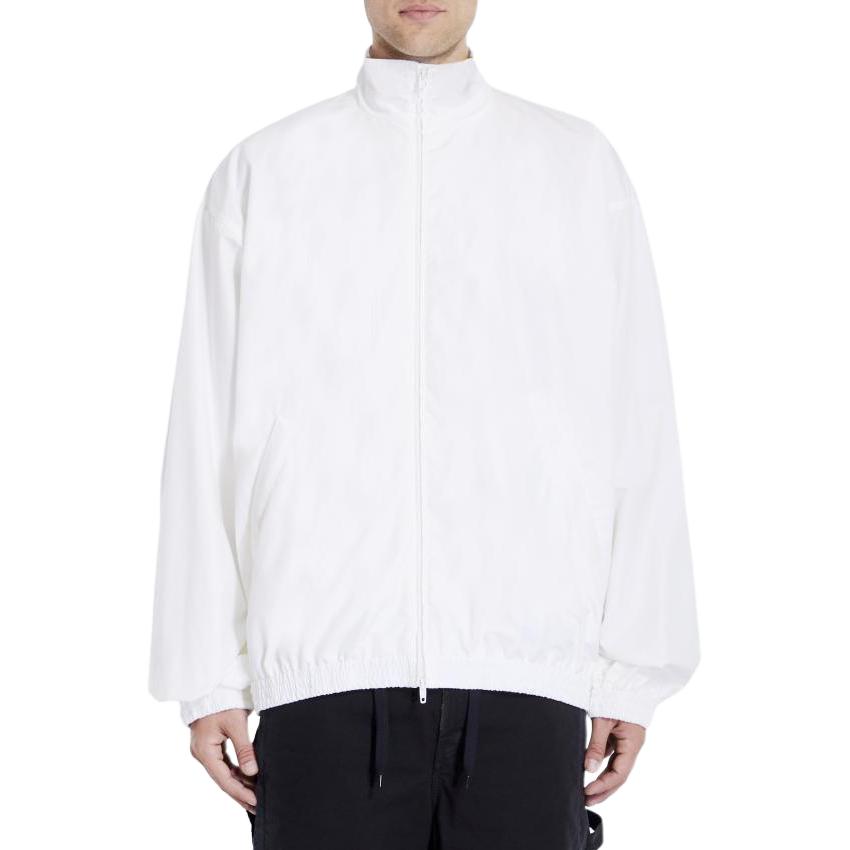 Balenciaga White Solid Color Zip-Up Stand Collar Jacket 794468TPQ389000