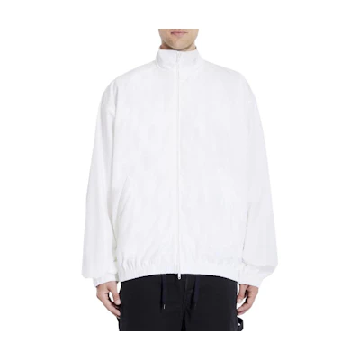 Balenciaga White Solid Color Zip-Up Stand Collar Jacket 794468TPQ389000