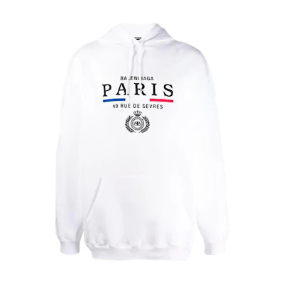 Balenciaga White Striped Crown Wheat Hoodie Long Sleeve Sweatshirt 570811TGV499000
