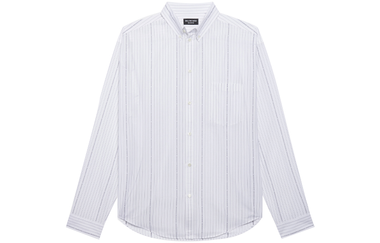 Balenciaga White Striped Long-Sleeve Loose Fit Shirt 662983TKM419040