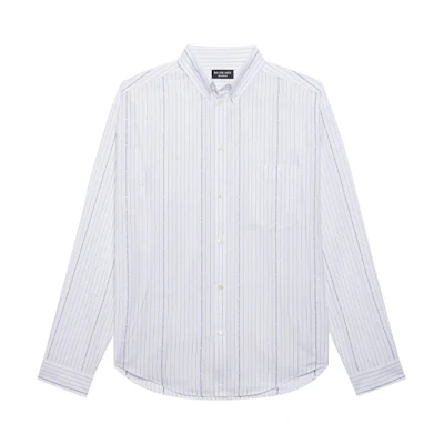 Balenciaga White Striped Long-Sleeve Loose Fit Shirt 662983TKM419040