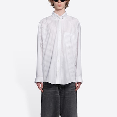 Camisa Balenciaga Blanca de Rayas Manga Larga Ajuste Holgado 662983TKM419040 Shop Camisa Balenciaga Blanca de Rayas Manga Larga Ajuste Holgado 662983TKM419040