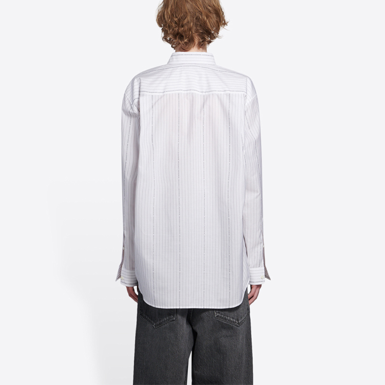 Purchase Camisa Balenciaga Blanca de Rayas Manga Larga Ajuste Holgado 662983TKM419040