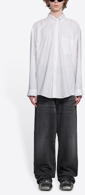 Camisa Balenciaga Blanca de Rayas Manga Larga Ajuste Holgado 662983TKM419040 Sizing Camisa Balenciaga Blanca de Rayas Manga Larga Ajuste Holgado 662983TKM419040