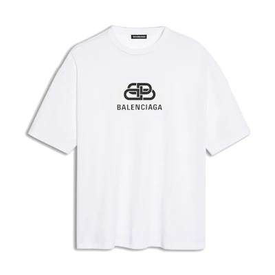 Balenciaga White T-shirt with BB Logo for Men Classic Print 570803TEV489044