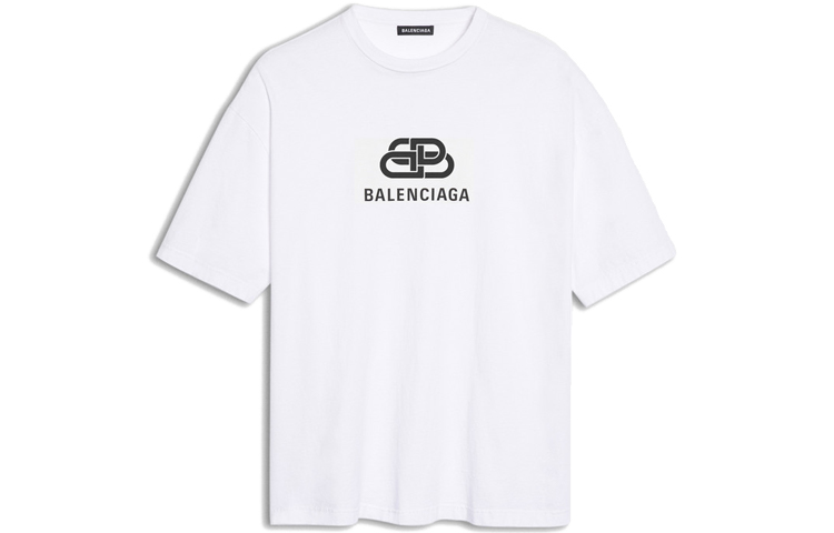 Order バレンシアガ メンズ BBロゴ入りホワイトTシャツ クラシックプリント 570803TEV489044