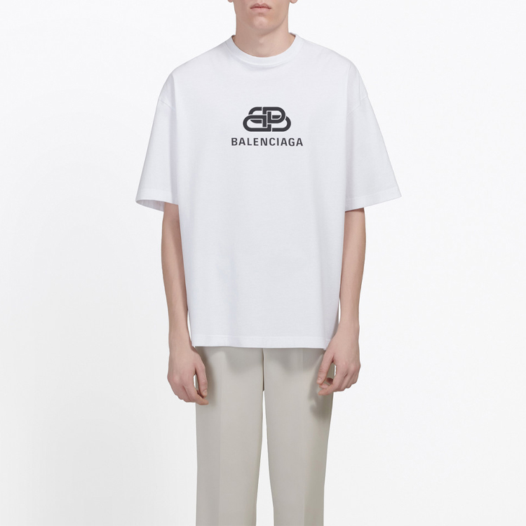 Purchase バレンシアガ メンズ BBロゴ入りホワイトTシャツ クラシックプリント 570803TEV489044