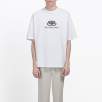 발렌시아가 남성용 BB 로고 화이트 티셔츠 클래식 프린트 570803TEV489044 Purchase 발렌시아가 남성용 BB 로고 화이트 티셔츠 클래식 프린트 570803TEV489044