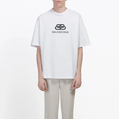 Balenciaga White T-shirt with BB Logo for Men Classic Print 570803TEV489044 Purchase Balenciaga White T-shirt with BB Logo for Men Classic Print 570803TEV489044