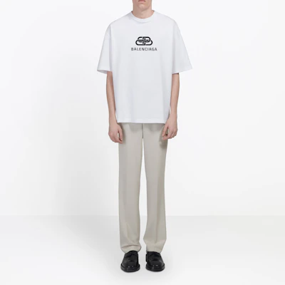 Balenciaga White T-shirt with BB Logo for Men Classic Print 570803TEV489044 Sizing Balenciaga White T-shirt with BB Logo for Men Classic Print 570803TEV489044