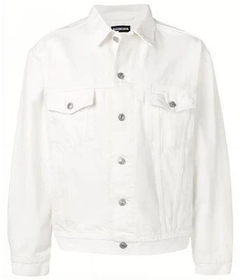 Balenciaga White Washed Denim Jacket with Back Letter Logo. 571322TDW049765 Buy Balenciaga White Washed Denim Jacket with Back Letter Logo. 571322TDW049765