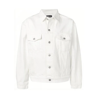 Balenciaga White Washed Denim Jacket with Back Letter Logo. 571322TDW049765