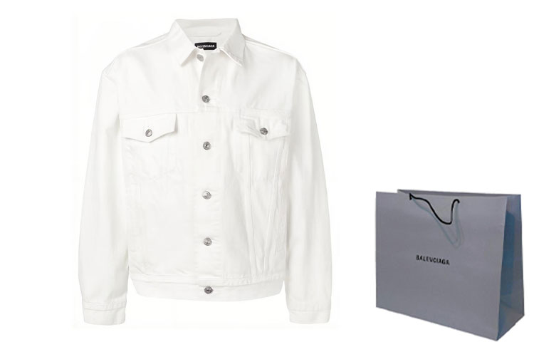 Lookbook Balenciaga White Washed Denim Jacket with Back Letter Logo. 571322TDW049765