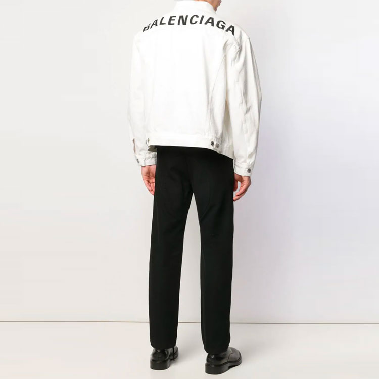 Purchase Balenciaga White Washed Denim Jacket with Back Letter Logo. 571322TDW049765