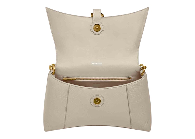 Lookbook Tas Bahu Kecil Wanita Balenciaga Downtown Rantai Beige