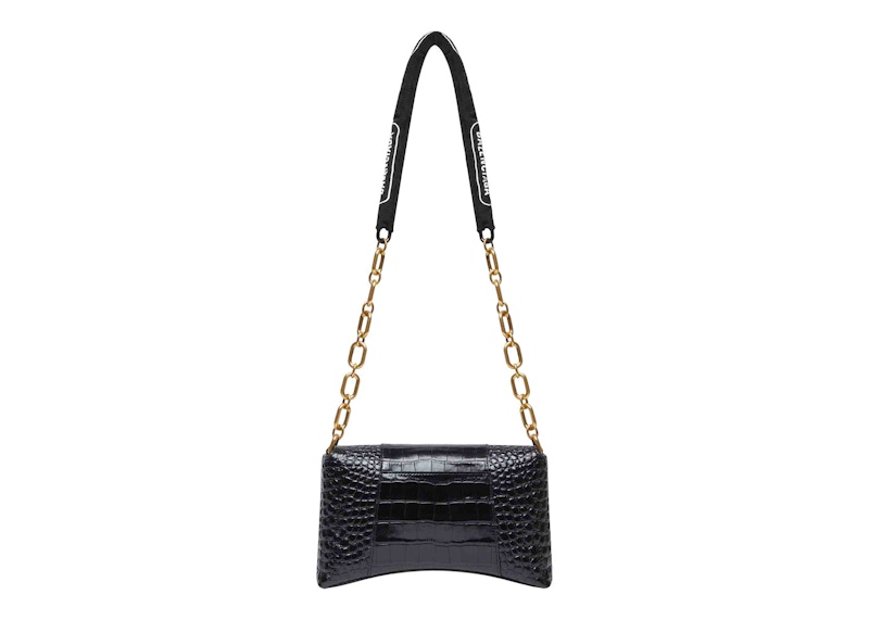 Balenciaga Women's Downtown Shoulder Bag XS Crocodile Embossed Black 圖 2