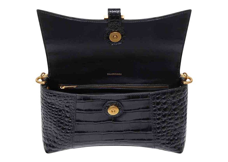 Balenciaga Women's Downtown Shoulder Bag XS Crocodile Embossed Black 圖 3